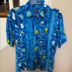 Jams World Men’s Small Blue and Yellow Floral button down Shirt